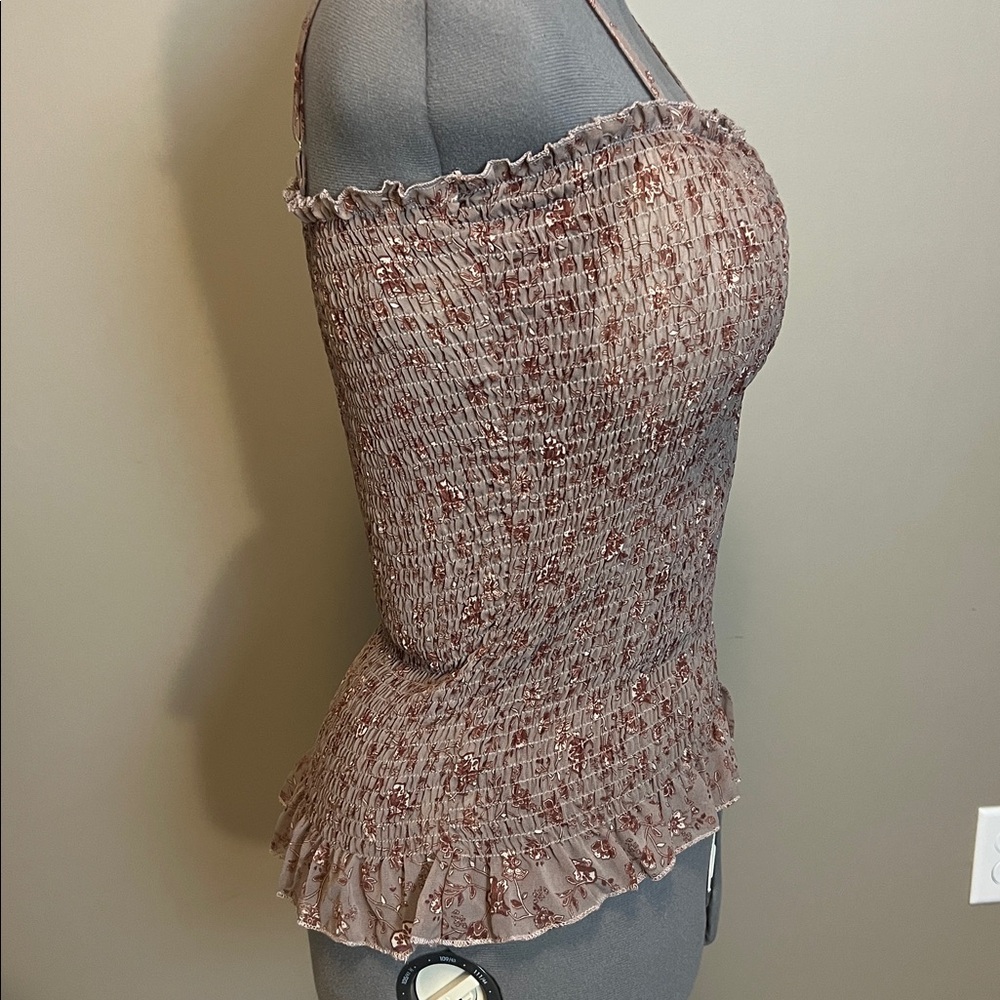 Zenobia Size 1XL Floral Smocked Taupe Camisole NWT - Picture 5 of 8